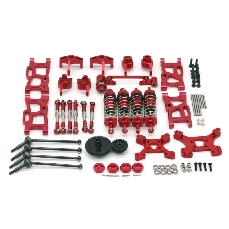 MGHGFYTAS RC Auto Zubehör Kompatibel Mit Wltoys 144010 144002 144001 124017 124019 Fernbedienung Auto Metall Ersatz Zubehör Änderung Kit(Red) von MGHGFYTAS