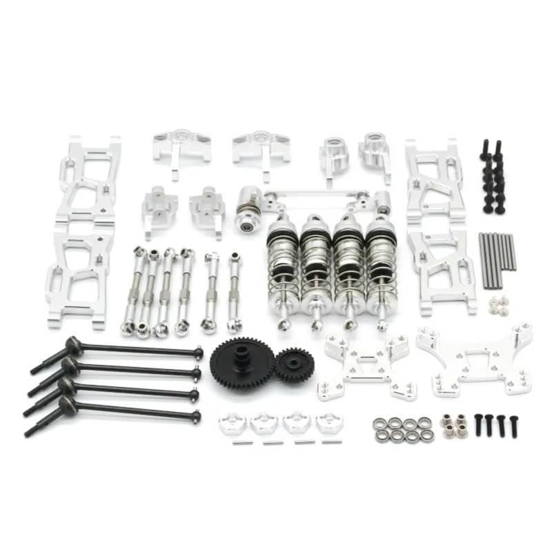 MGHGFYTAS RC Auto Zubehör Kompatibel Mit Wltoys 144010 144002 144001 124017 124019 Fernbedienung Auto Metall Ersatz Zubehör Änderung Kit(White) von MGHGFYTAS