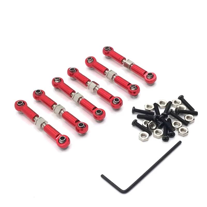 MGHGFYTAS RC Auto Zubehör Kompatibel Mit Wltoys 184011 A949 A959 A969 A979 K929 1/18 RC-Auto-Upgrade-Ersatzteile Metallgestänge Zugstange Vorne Hinten Servoverbindung Spurstange(Red) von MGHGFYTAS