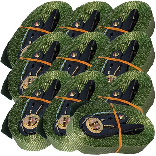 MGS SHOP 10 Zurrgurte mit Zurrratsche 6 m 0,8 t EN 12195-2 Zurrgurt 6 m von MGS SHOP