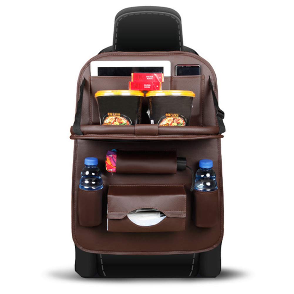 Auto Rückenlehnenschutz, Autositzorganisator,Rücksitzplaner Mit Tablet Und Telefon Aufbewahrung,Wasserdicht Faltbarer Esstisch Für Kinder Aufbewahrungstaschen,48 X 65 Cm (1 Stück),Kaffee von MHGLOVES