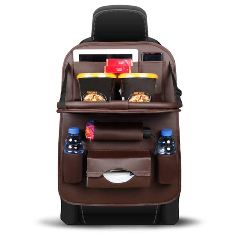 Auto Rückenlehnenschutz, Autositzorganisator,Rücksitzplaner Mit Tablet Und Telefon Aufbewahrung,Wasserdicht Faltbarer Esstisch Für Kinder Aufbewahrungstaschen,48 X 65 Cm (1 Stück),Kaffee von MHGLOVES