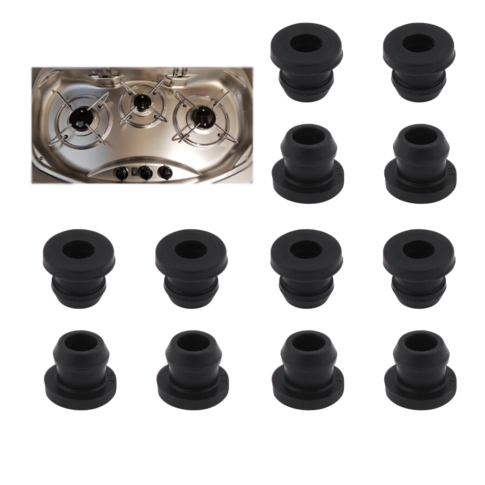 MHMondawn 12Stück Topfträgergummis,Gummifüße,Rostgummifüe,Kompatible Anwendbar auf Topfstützen mit 5mm Stäben von,Smev und Thetford Wohnmobilöfen Zubehör-Schwarz MHMondawn 12Stück Topfträgergummis,Gummifüße,Rostgummifüe,Kompatible Anwendbar auf Topfstützen mit 5mm Stäben von,Smev und Thetford Wohnmobilöfen Zubehör-Schwarz von MHMondawn