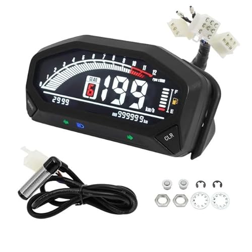 Motorrad Drehzahlmesser Universal Motorrad Digital Kilometerzähler Dashboard Geschwindigkeit Meter Gauge Für Für 1,2,4 Zylinder Motorrad Drehzahlmesser Universal Motorrad Digital Kilometerzähler Dashboard Geschwindigkeit Meter Gauge Für Für 1,2,4 Zylinder von MHTGD