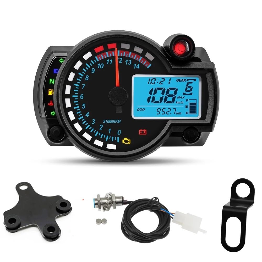 Motorrad Drehzahlmesser Universal Motorrad Digital Moto Dashboard 7 Farbe Motocross Stundenzähler Panel für für für Motorrad Drehzahlmesser Universal Motorrad Digital Moto Dashboard 7 Farbe Motocross Stundenzähler Panel für für für von MHTGD