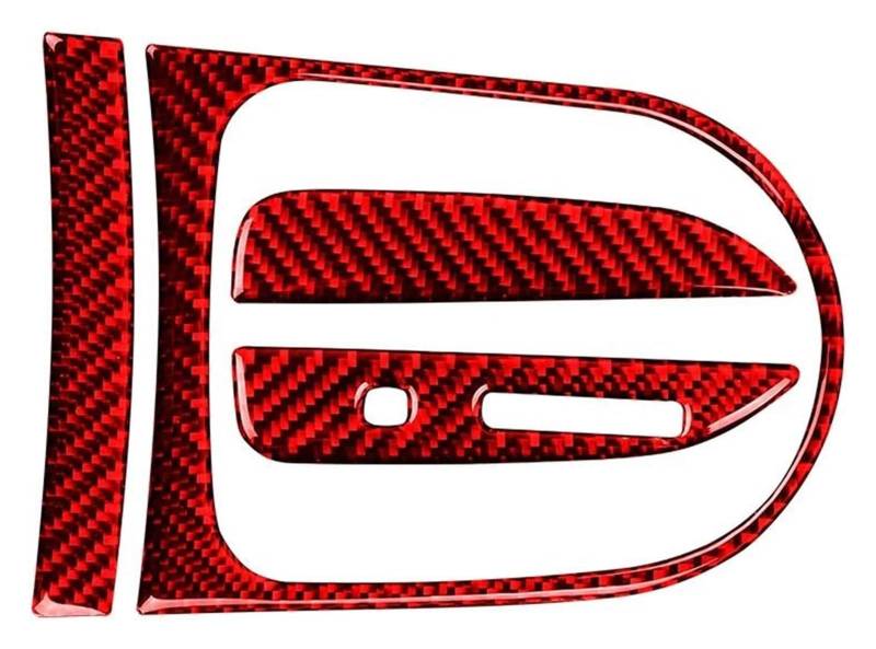 Für Mustang GT 2015-2021 Carbonfaser Innenraum Auto Gangschaltkasten Panel Abdeckung Zierrahmen Dekorativer Kit Aufkleber Autoverkleidung(Red,RHD) von MIAOLISI