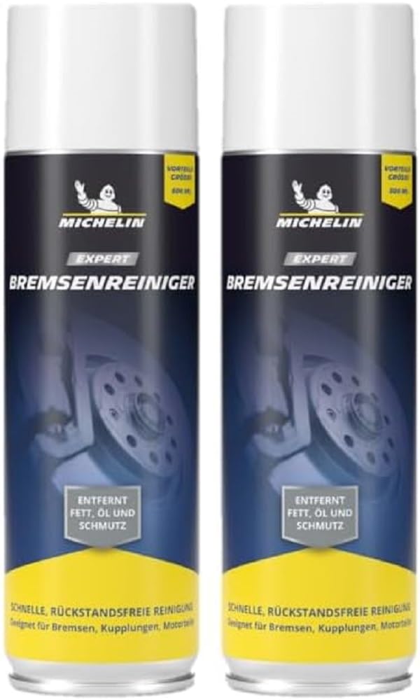 MICHELIN EXPERT Bremsenreiniger Spray 2 x 500ml | Reinigt und Entfettet Bremsen, Kupplungen und Motorteile an Auto, Motorrad und Fahrrad | 2 Stück von MICHELIN