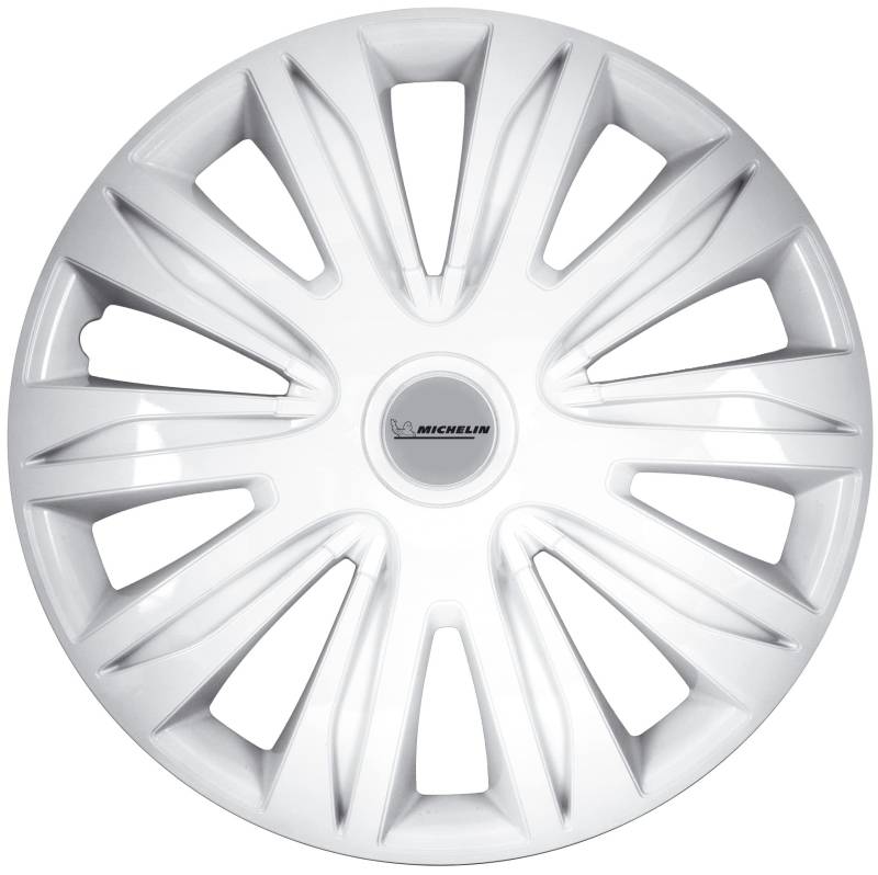 MICHELIN Radkappe MX-FW 14 Zoll Universal Radzierblende, 4 er Set Fürs Auto, ABS Kunststoff, Night-Vision-System Weiß von MICHELIN