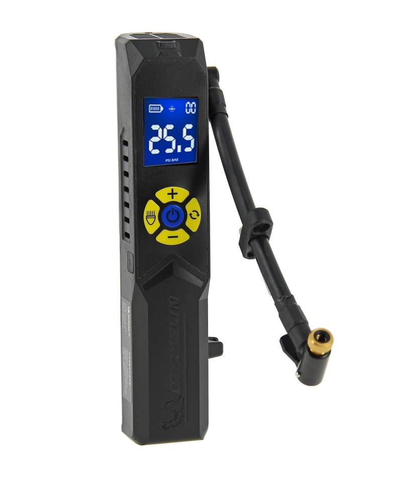 MICHELIN elektrische Fahrradpumpe | Luftpumpe | Akku Mini Kompressor mit LED Licht | 10 Bar/ 150 PSI, 7,4 V /2500 mAH, Schwarz von MICHELIN