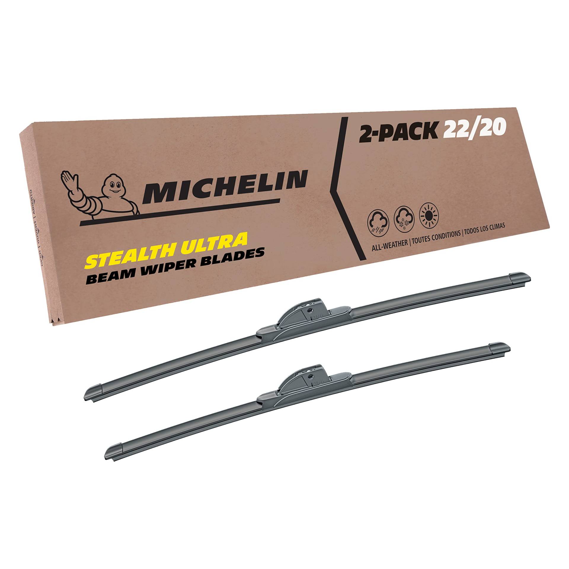 Michelin Stealth Ultra Doppelpaket 22 & 20 Zoll Wischerblatt passend für ausgewählte Ford Mustang (2014=>), Jeep Renegade (2014=>), Mini Clubman (2014=>) (19-2220SUBA) von MICHELIN
