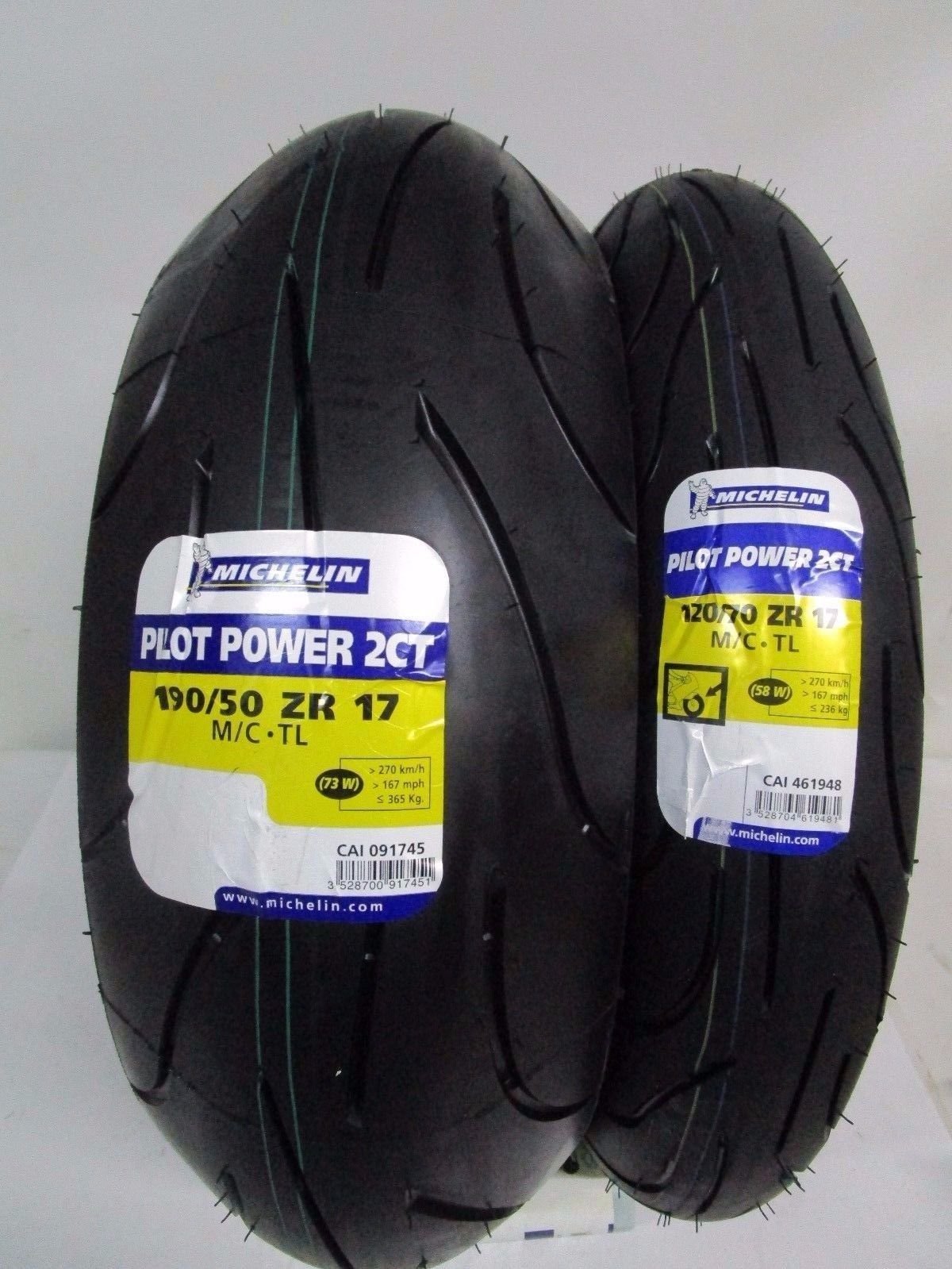 Reifen Satz MICHELIN PILOT POWER 2CT 190/50 ZR17 73W + 120/70 ZR17 58W Motorradreifen Set Paar von MICHELIN