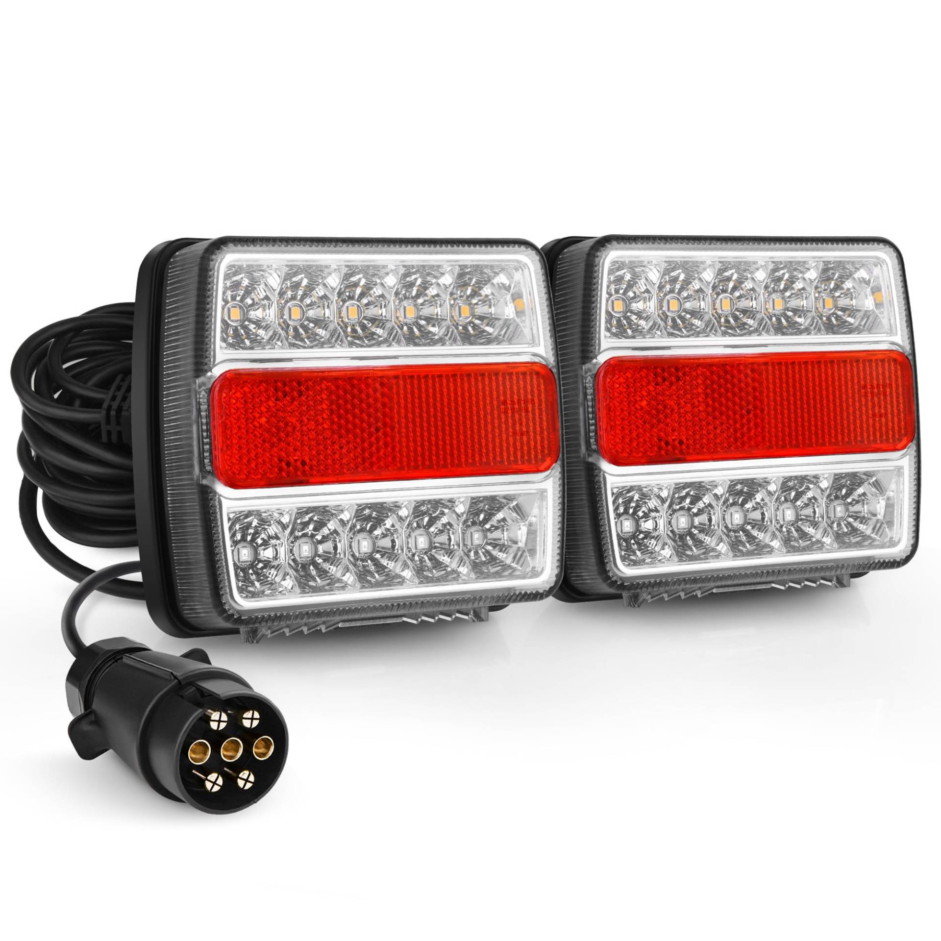 MICTUNING 12V 2pcs Rückleuchten für Anhänger mit Magnet 7,5M Kabel und 7 Polig Stecker, Traktor Rücklicht mit E4 Zeichen und Kennzeichenleuchte MICTUNING 12V 2pcs Rückleuchten für Anhänger mit Magnet 7,5M Kabel und 7 Polig Stecker, Traktor Rücklicht mit E4 Zeichen und Kennzeichenleuchte von MICTUNING