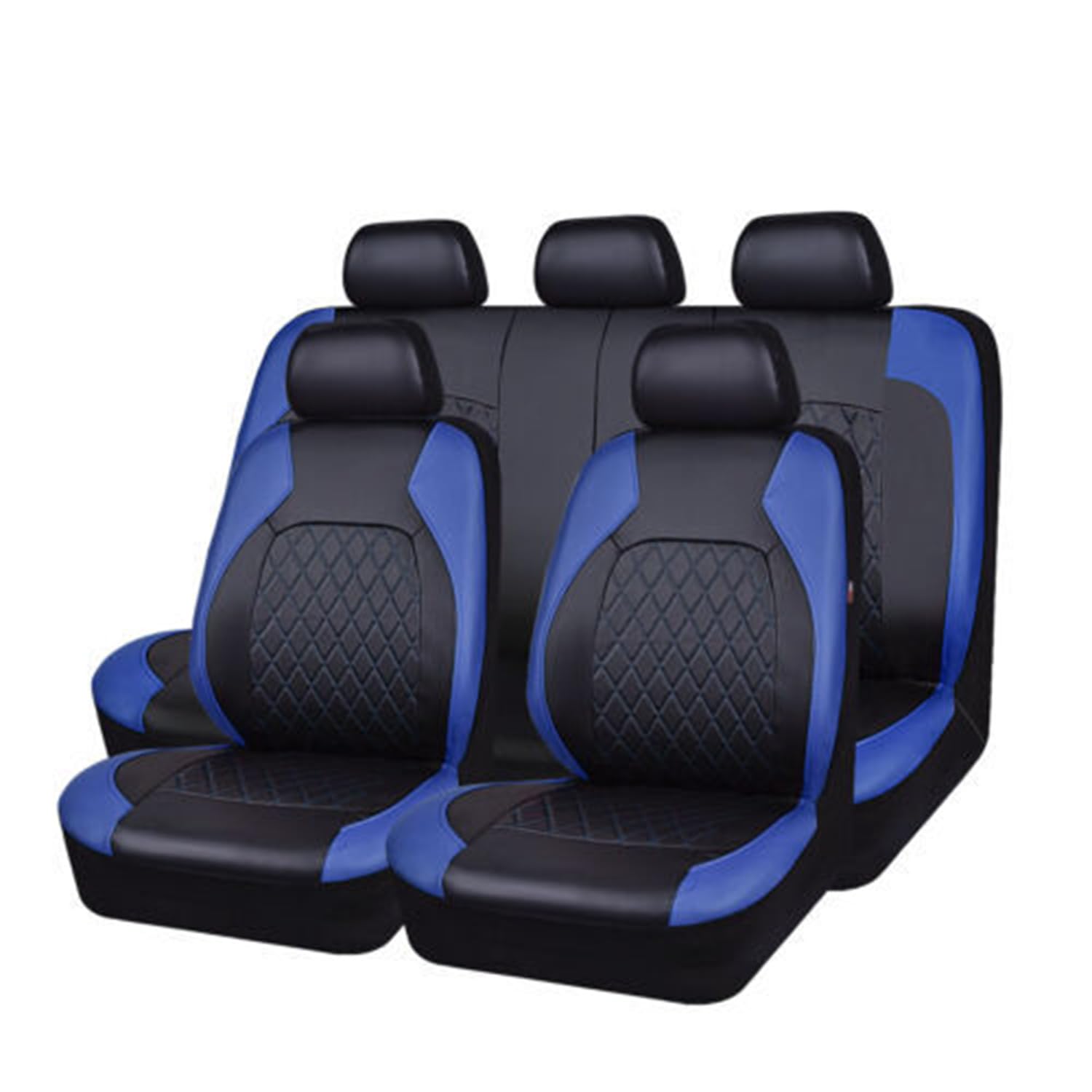 MIELEU Auto Schonbezug Set Kompatibel für VW Polo -Plus 2019-2023, 9 PCS Leder Autositzbezüge Sitzschoner für Vordersitze und Rücksitze,Blue von MIELEU