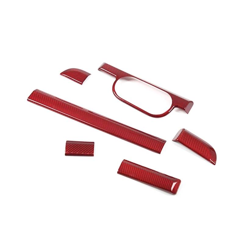 MIENAOC Autoinnendekoration Für 911 718 2013-2019 Für Boxster Für Cayman/Carbon Faser Zentrale Steuerung Instrument Panel Trim Auto Innen Zubehör Auto deko Innenraum(Carbon Fiber Red) von MIENAOC