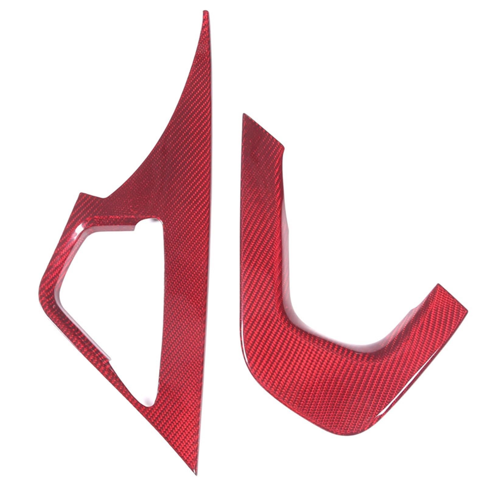 MIENAOC Autoinnendekoration Für Chevrolet Für Corvette C7 2014-2019/Real Carbon Fiber Auto Co-Pilot Front Center Konsole Griff Abdeckung Trim Auto deko Innenraum(Red) von MIENAOC