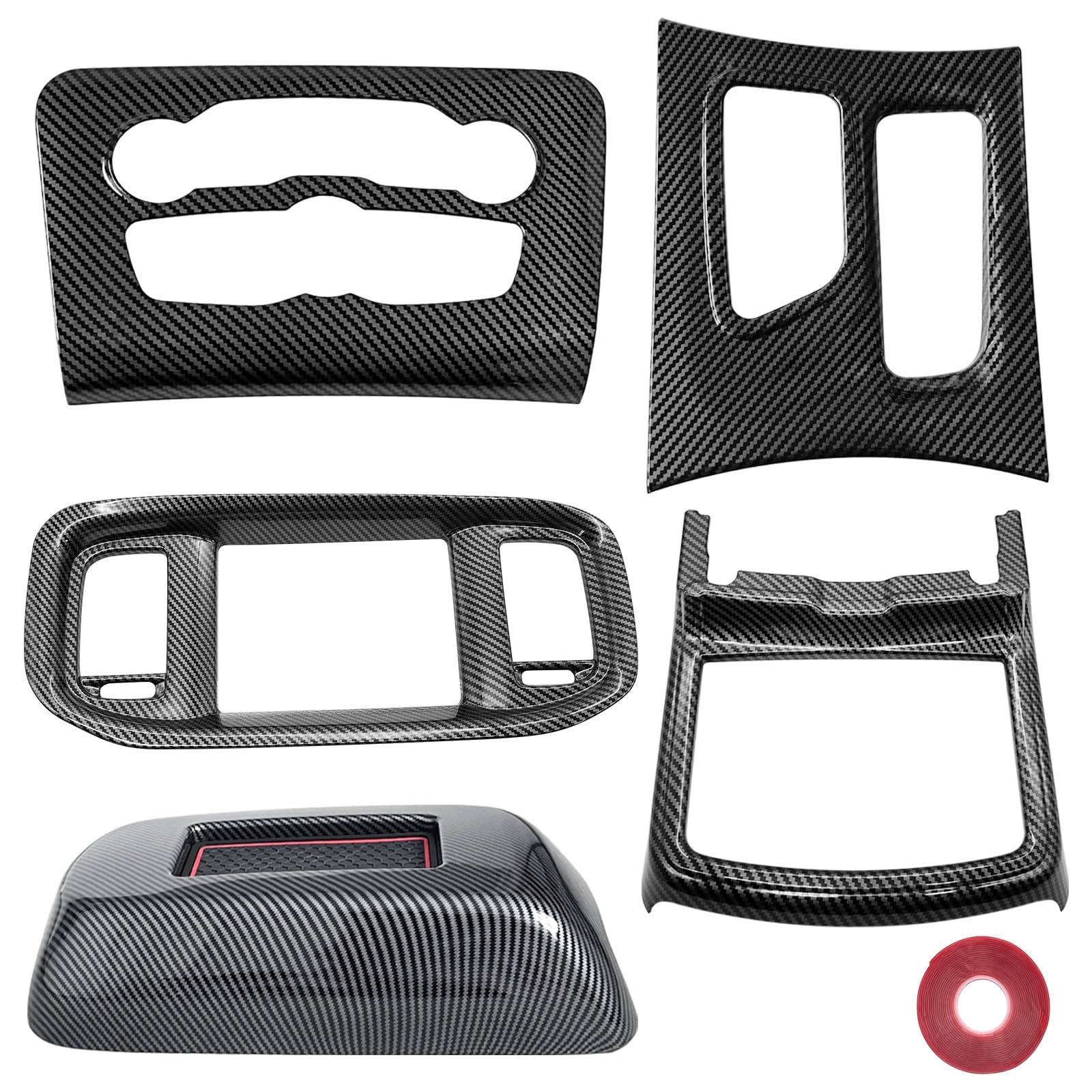 MIENAOC Autoinnendekoration Für Dodge Für Ladegerät/Auto Innen Zentrale Steuerung A/C Abdeckung Navigation Bildschirm Abdeckung & Getriebe Shift Panel Trim Auto deko Innenraum(Carbon Fiber) von MIENAOC