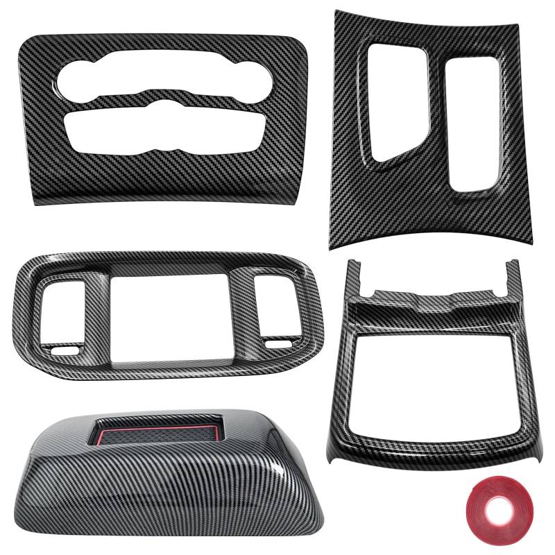 MIENAOC Autoinnendekoration Für Dodge Für Ladegerät/Auto Innen Zentrale Steuerung A/C Abdeckung Navigation Bildschirm Abdeckung & Getriebe Shift Panel Trim Auto deko Innenraum(Carbon Fiber) von MIENAOC