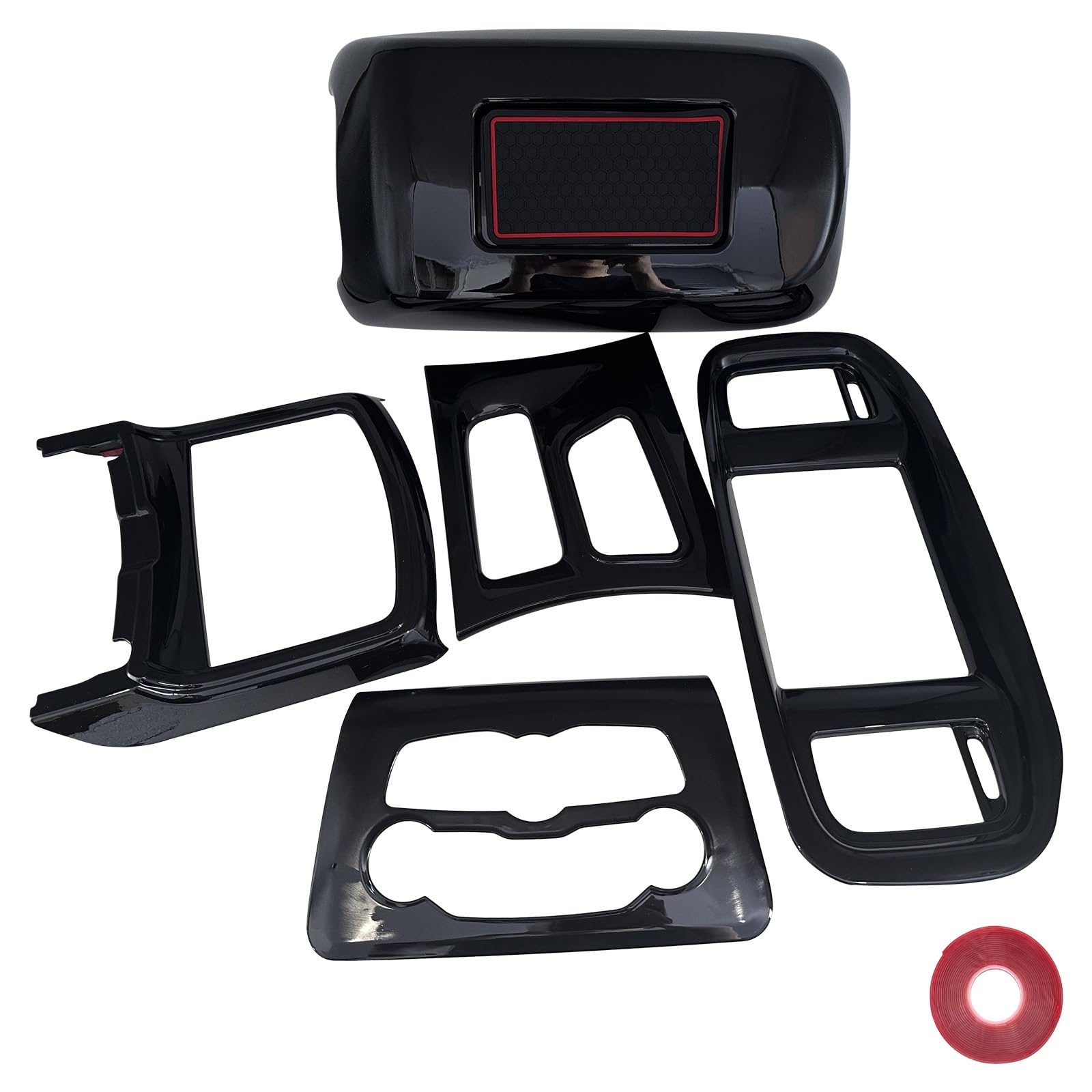 MIENAOC Autoinnendekoration Für Dodge Für Ladegerät/Auto Innen Zentrale Steuerung A/C Abdeckung Navigation Bildschirm Abdeckung & Getriebe Shift Panel Trim Auto deko Innenraum(Gloss Black) von MIENAOC