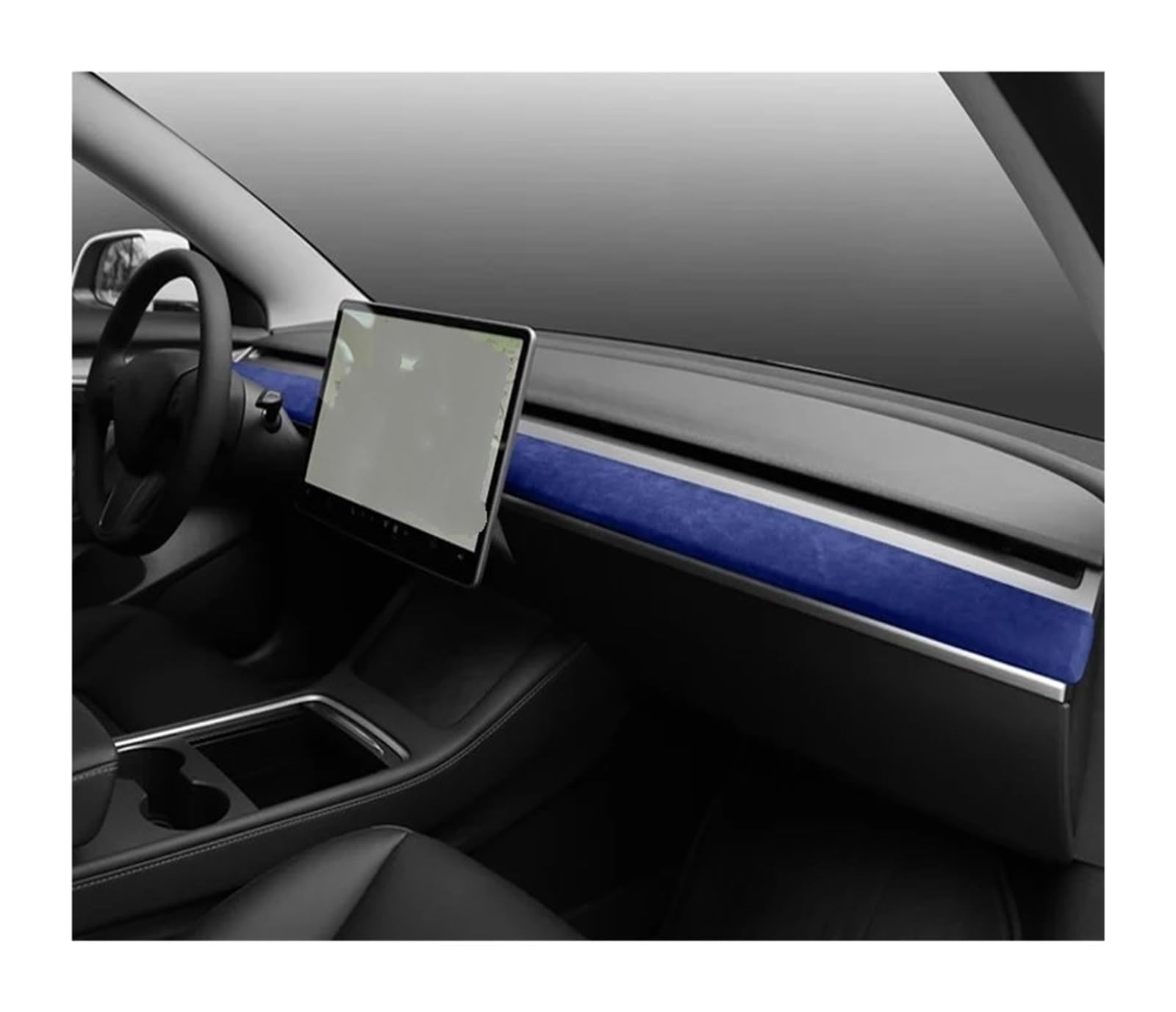 MIENAOC Autoinnendekoration Für Tesla Für Modell 3 Y 2019-2023 / Auto-Armaturenbrett-Formabdeckung Instrumententafel Dekoratives Patch-Zubehör Auto deko Innenraum(Navy Blue) von MIENAOC