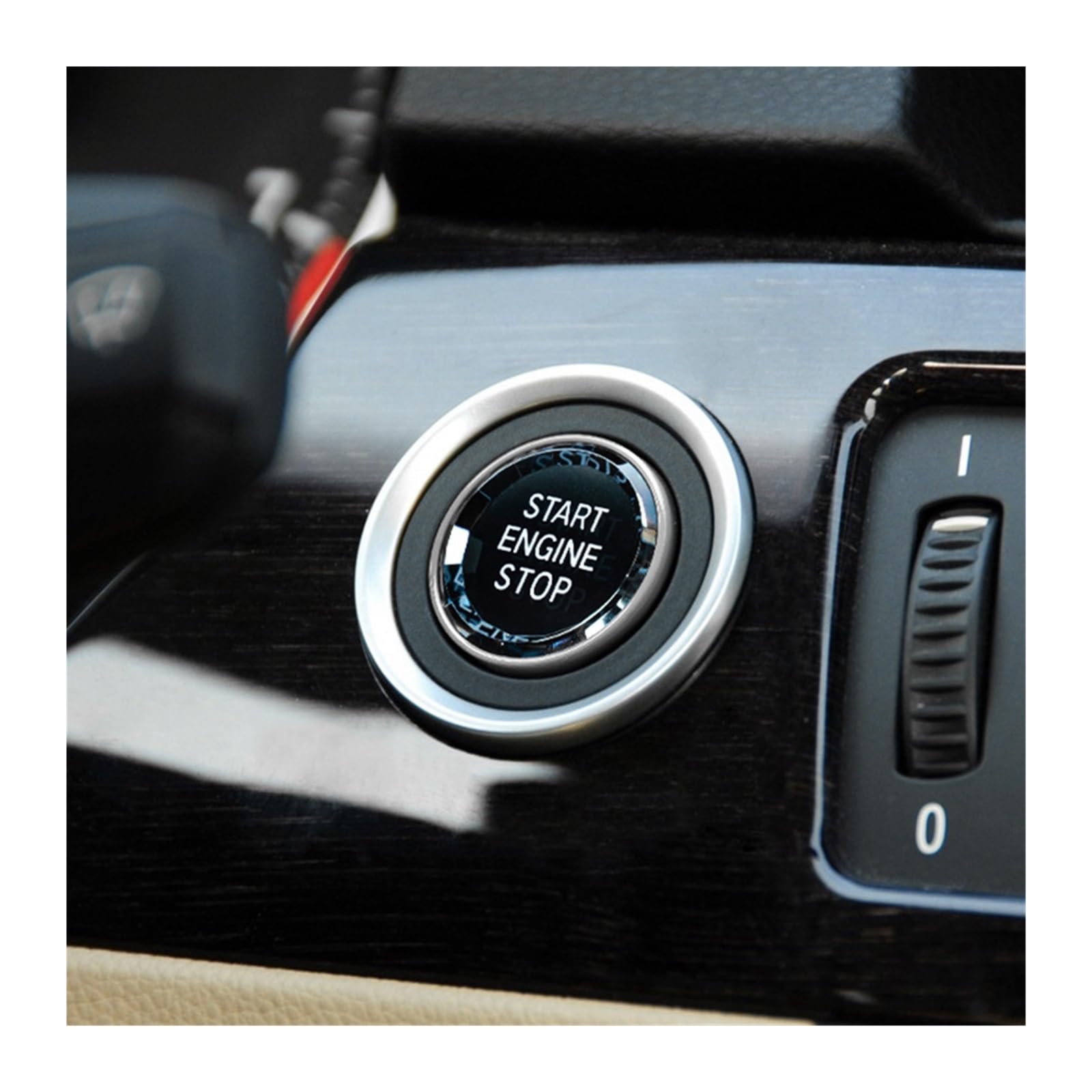 MIENAOC Autoinnendekoration Für X1 E84 E81 E87 X5 E70 X6 E71 E90 E60 E91 E92 E93 Z4 E89 / Auto Motor Start Stop Schalter Taste Aufkleber Innenverkleidung Auto deko Innenraum(Silver) von MIENAOC