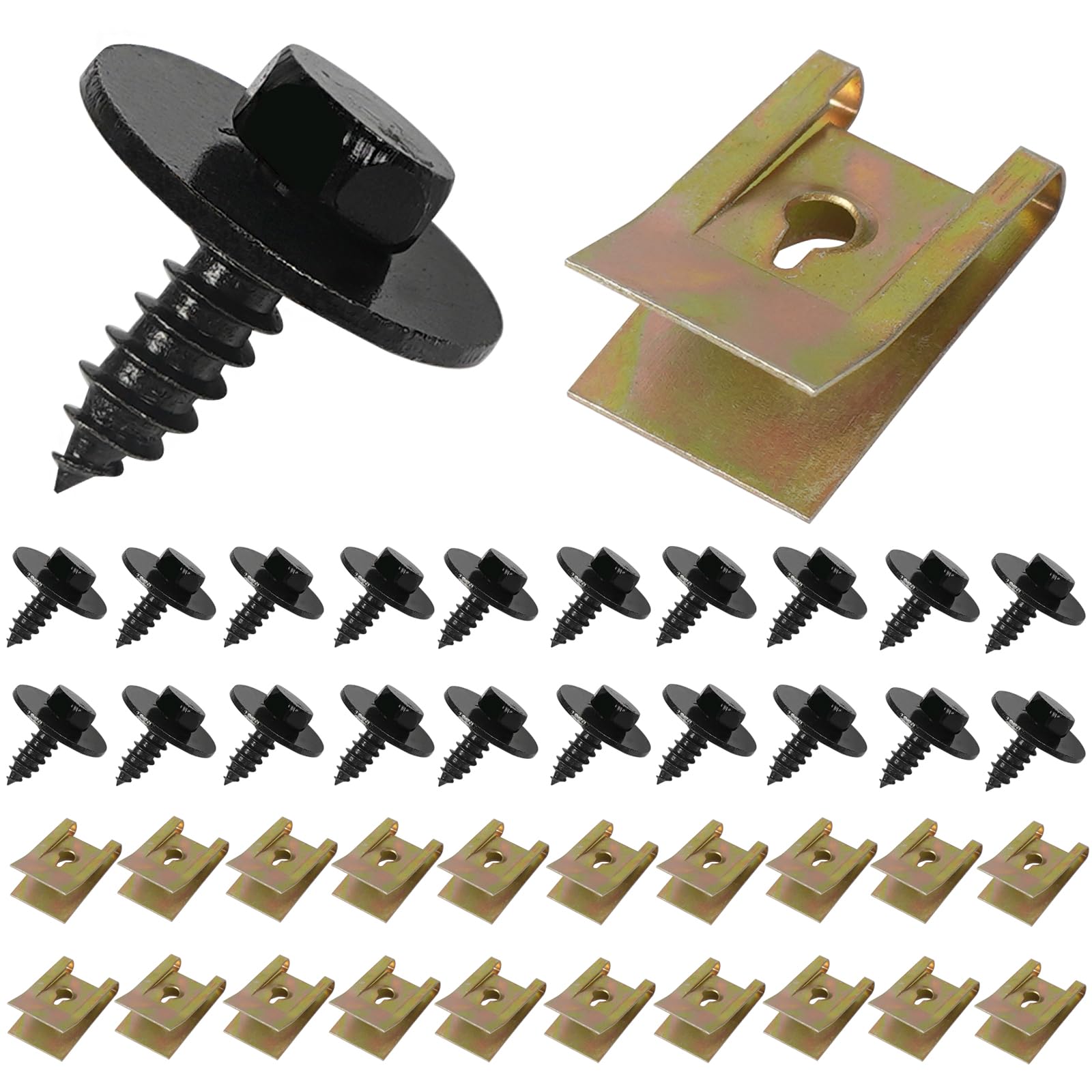 MIKKUPPA 20 Sätze Blechmutter Schraubenmutter Clips Set, 40 Stück Feder Blechnmutter und U Typ Karosserieschrauben, Kotflügelclip Blechmuttern Auto Befestigung Clips Satz MIKKUPPA 20 Sätze Blechmutter Schraubenmutter Clips Set, 40 Stück Feder Blechnmutter und U Typ Karosserieschrauben, Kotflügelclip Blechmuttern Auto Befestigung Clips Satz von MIKKUPPA