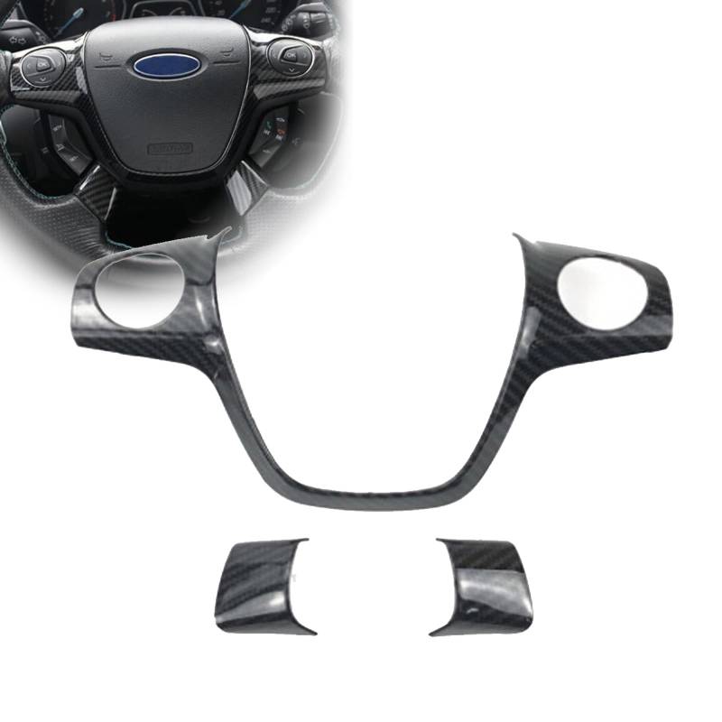 MILLAY ABS-Auto-Aufkleber Chrom-Trimm-Lenkrad-Paillette-Abdeckungs-Hülle for Ford Focus 3 Mk3 2012-2014 Kuga 2013-2015 Autozubehör (Size : Carbon 3pcs) von MILLAY