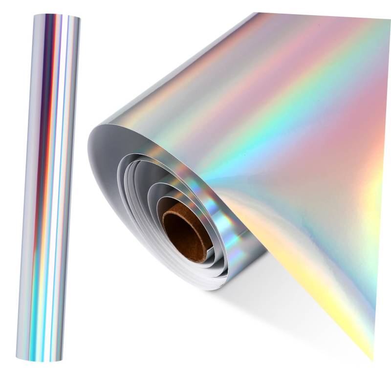 MINAOLULUS 1 Rolle Glasfolie dauerhaftes Vinyl holografisches Vinyl holografisches permanentes Vinyl permanent haftendes Vinyl Glasdekoration Vinylfolie Auto Aufkleber hause aufkleber Silver von MINAOLULUS