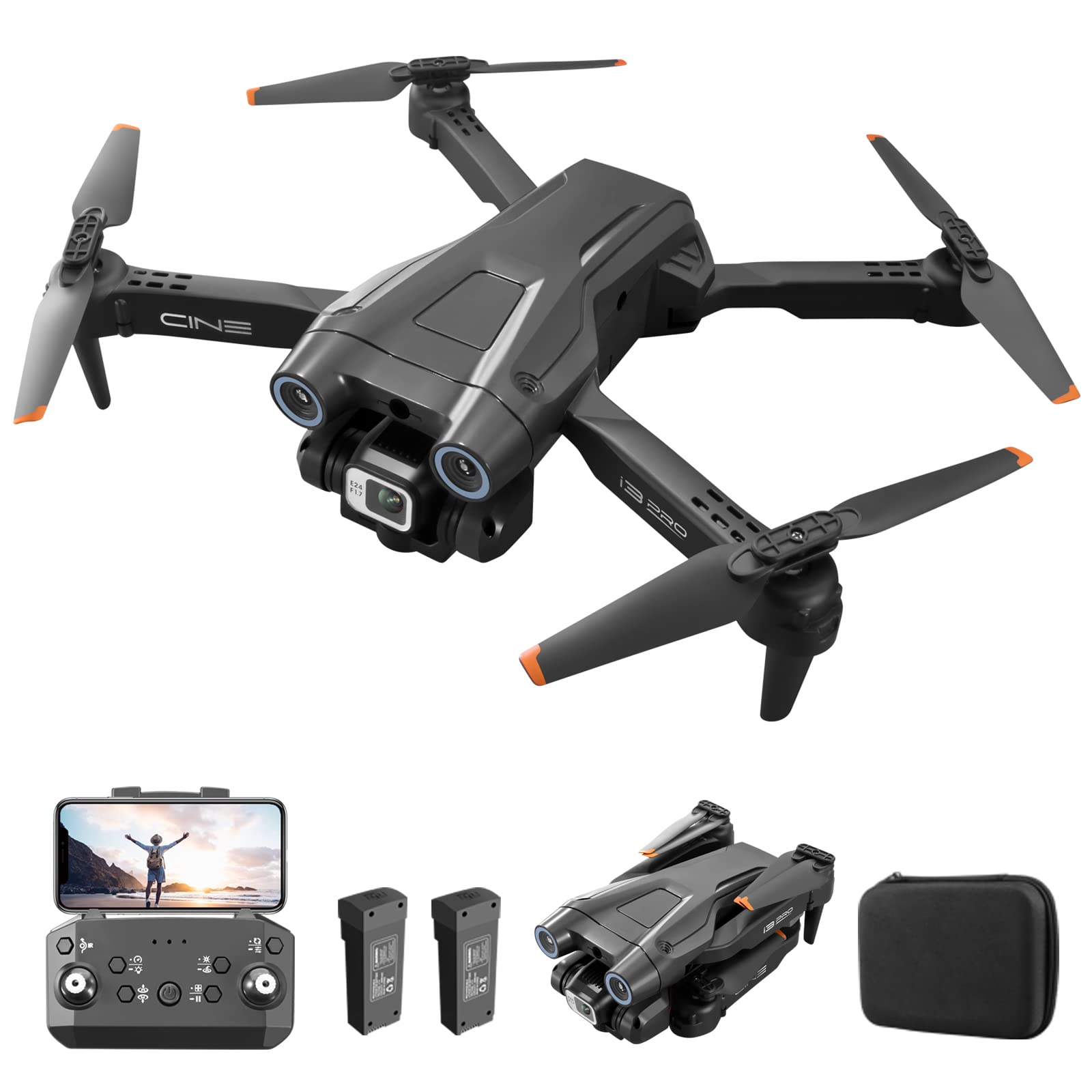 RC Drohne mit 4K HD Dual Kamera, 1080P RC Quadrocopter inkl. 2 Batterien, Hindernisvermeidung Headless-Modus, Gestensteuerung Anfänger RC Drohne mit 4K HD Dual Kamera, 1080P RC Quadrocopter inkl. 2 Batterien, Hindernisvermeidung Headless-Modus, Gestensteuerung Anfänger von MINGPINHUIUS