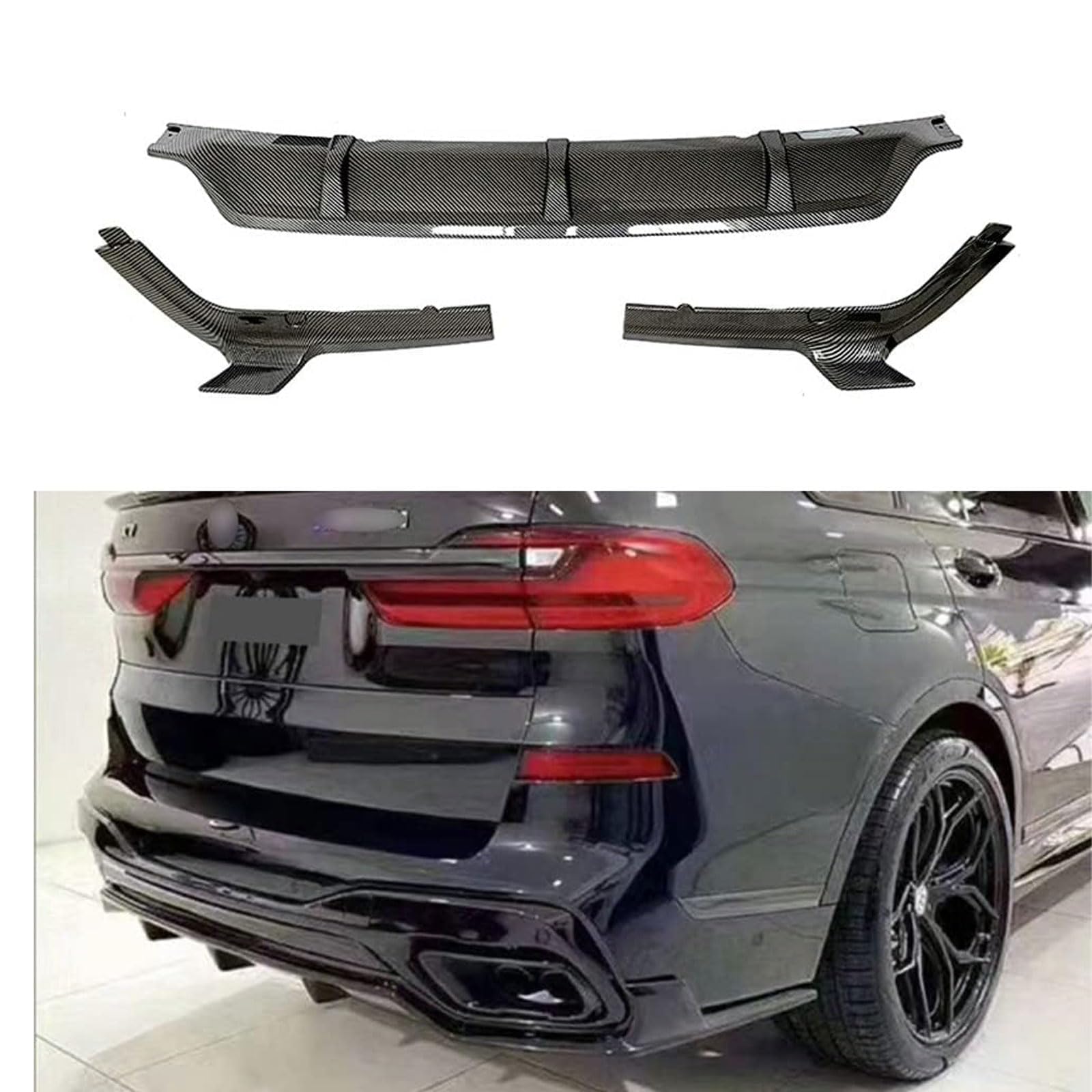 Auto Heckstoßstange Lippe Diffusor Spoiler für BMW X7 G07 2019+, Auto Heckspoiler Heckdiffusor Unterlippe Stoßfängers Kratzfest Schützen Karosserie Zubehör Auto Heckstoßstange Lippe Diffusor Spoiler für BMW X7 G07 2019+, Auto Heckspoiler Heckdiffusor Unterlippe Stoßfängers Kratzfest Schützen Karosserie Zubehör von MINIKS
