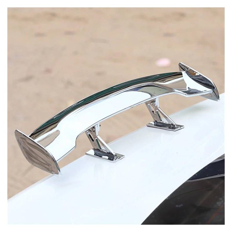 Heckspoiler Auto Universal Mini Spoiler Heckflügel Carbonfaser-Optik Mini Modifizierte Heckflügel Modell Auto Styling Dekoration Autozubehör Kofferraum Spoiler(Large Silver) von MINIKS