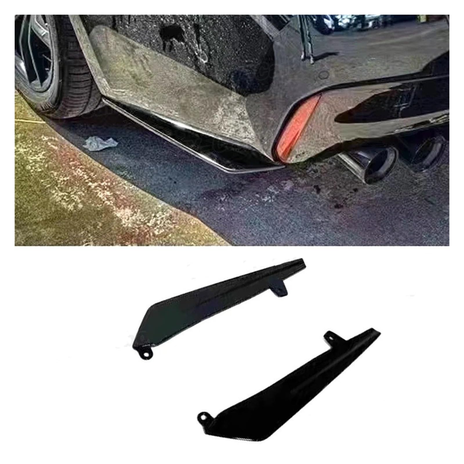 Heckspoiler Für G30 G38 Für Sport 520i 530i 540i Limousine Vten 2017-2023 PP Schwarz 3piece Heckstoßstangendiffusor Lippenspoiler Mit Lichtdiffusor Kofferraum Spoiler(Rear Splitter) von MINIKS