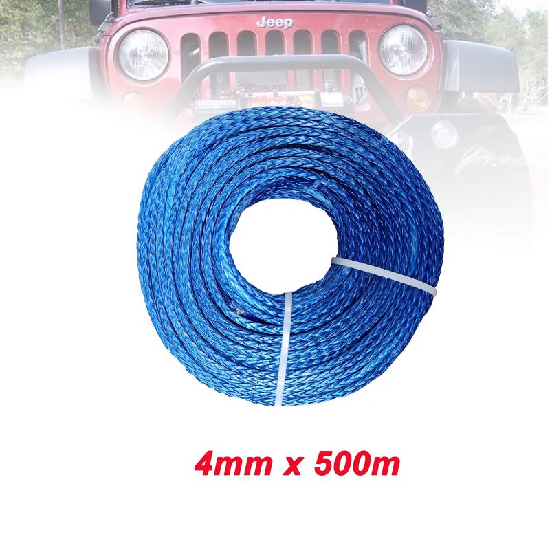 Windenseil, 4mm X 500meters 12 Strand Synthetic Seilwinde Linie,Hochleistungsstärke(Blue) von MINING