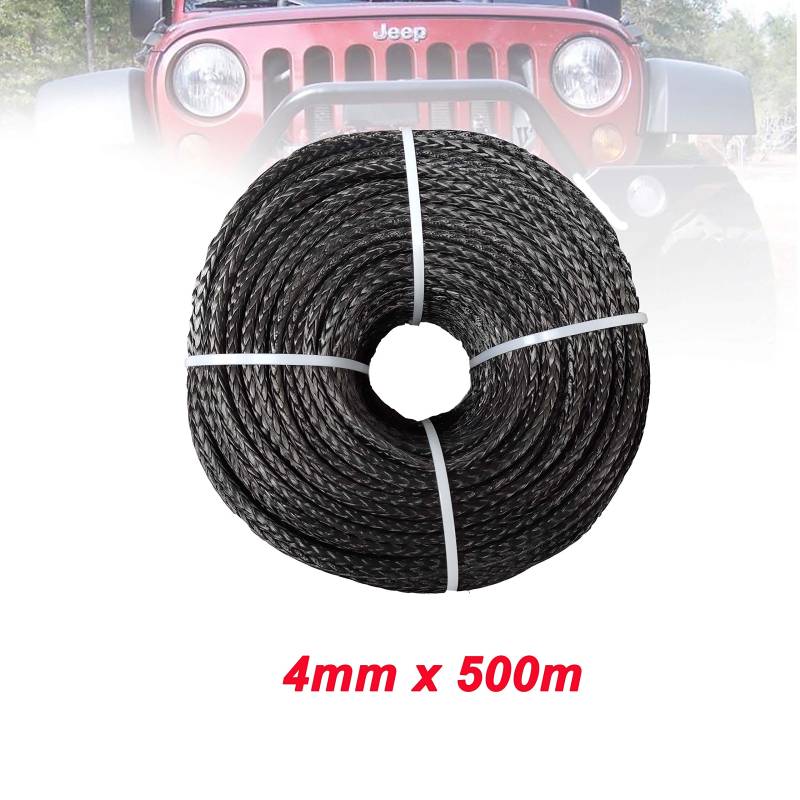 Windenseil, 4mm X 500meters 12 Strand Synthetic Seilwinde Linie,Hochleistungsstärke(Noir) von MINING