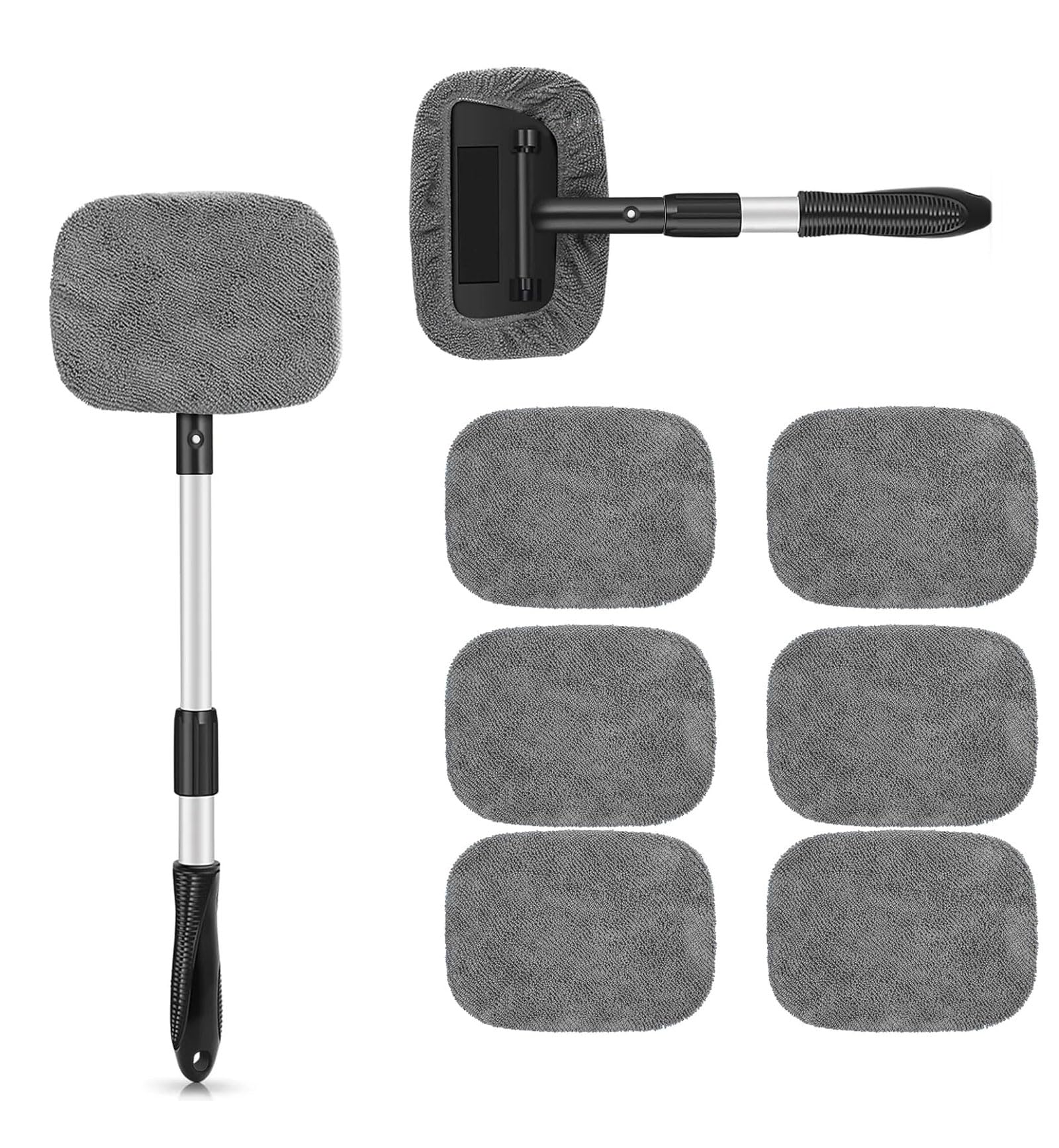 MINZHI Auto Scheibenreiniger Set,180° Drehung Auto Windschutzscheiben Reiniger mit Ausziehbarem Langem Griff und 6 Waschbaren Mikrofaserpads,Auto Fensterwischer Kit,Auto Reinigungswerkzeug(Grau MINZHI Auto Scheibenreiniger Set,180° Drehung Auto Windschutzscheiben Reiniger mit Ausziehbarem Langem Griff und 6 Waschbaren Mikrofaserpads,Auto Fensterwischer Kit,Auto Reinigungswerkzeug(Grau von MINZHI