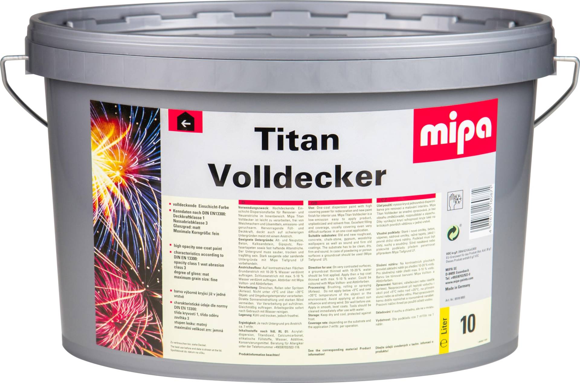 MIPA Titan Volldecker,volldeckende Einschicht Innenwandfarbe,10 Liter von MIPA