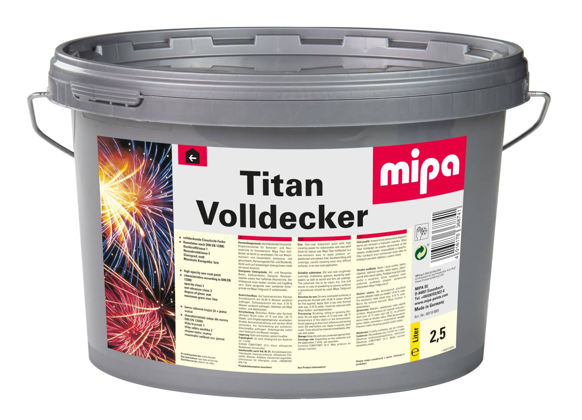 MIPA Titan Volldecker,volldeckende Einschicht Innenwandfarbe,2,5 Liter von MIPA