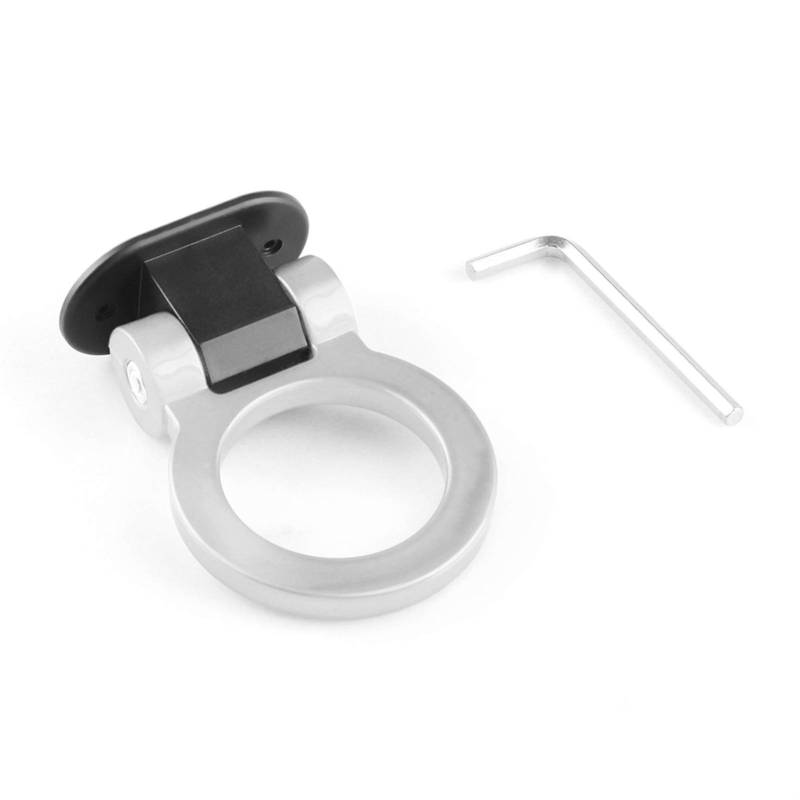Auto Abschlepphaken,Abschleppöse Universal ABS Bumper Autoaufkleber Schmuck Auto Simulation Tralier Tow Hook Kit Autozubehör(Silver) von MITINGER