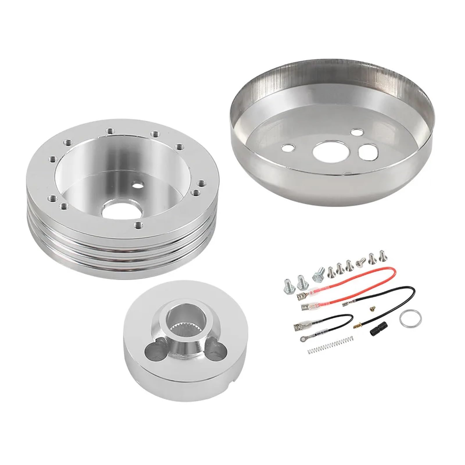 Lenkradnabe,Lenkradnabenadapter 5- und 6-Loch-Lenkradnabe for Autos. Passend für Chevrolet, polierter Kurznabenanschluss, Autozubehör(Silver) von MITINGER