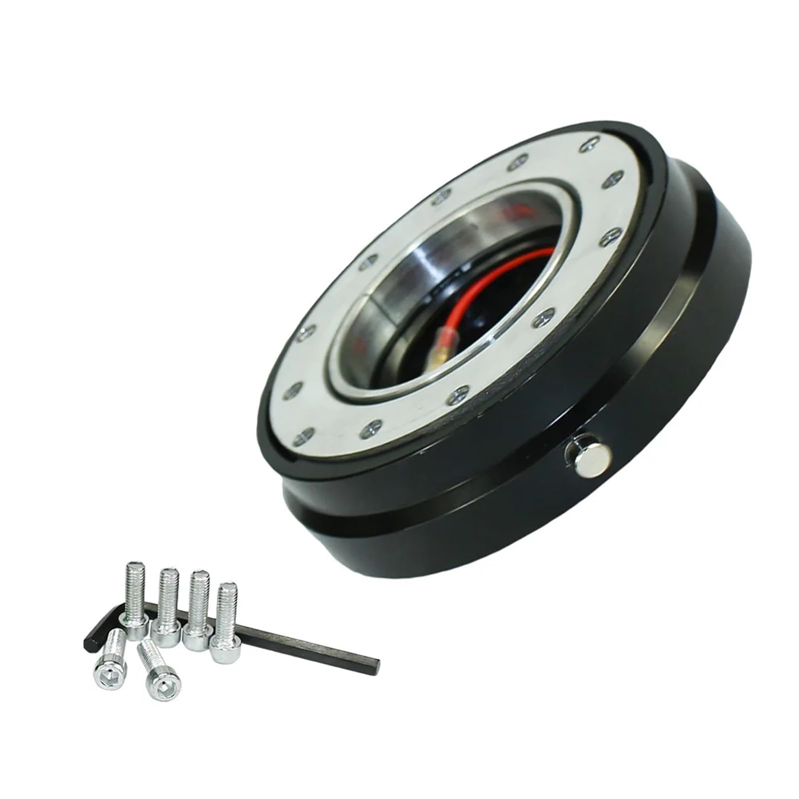 Lenkradnabe,Lenkradnabenadapter Dünne Version 6-Loch Lenkrad Schnellspannnaben-Adapter-Kit(Black) von MITINGER