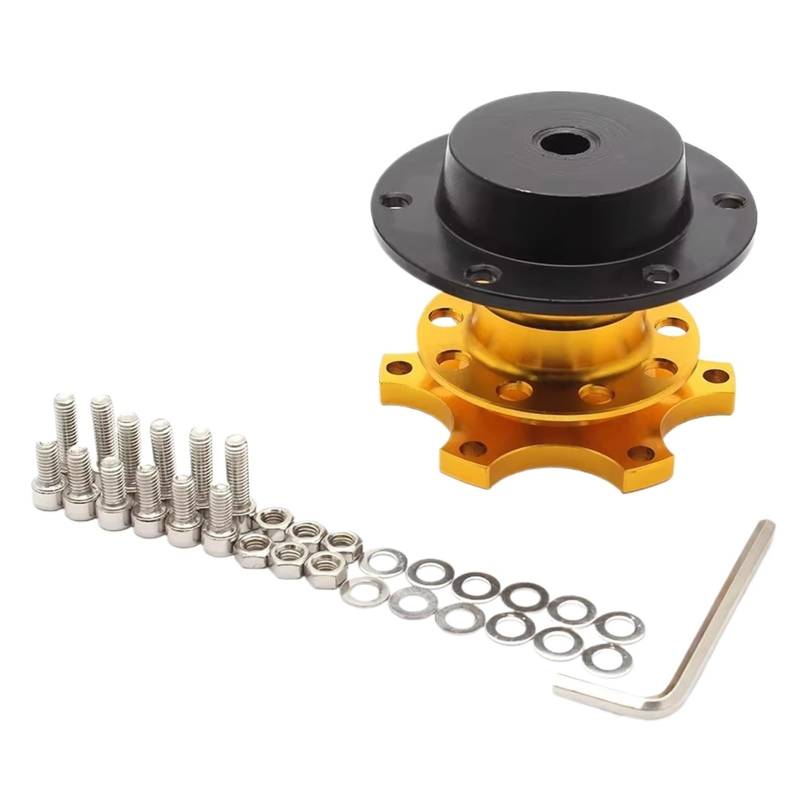 Lenkradnabe,Lenkradnabenadapter Universal 6 Loch Lenkrad Quick Release Hub Kit Rad Hub Adapter Auto Zubehör Ersetzen Aluminium(Gold) von MITINGER
