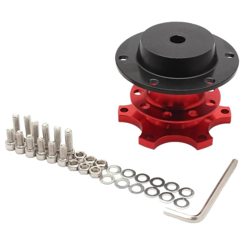 Lenkradnabe,Lenkradnabenadapter Universal 6 Loch Lenkrad Quick Release Hub Kit Rad Hub Adapter Auto Zubehör Ersetzen Aluminium(Red) von MITINGER