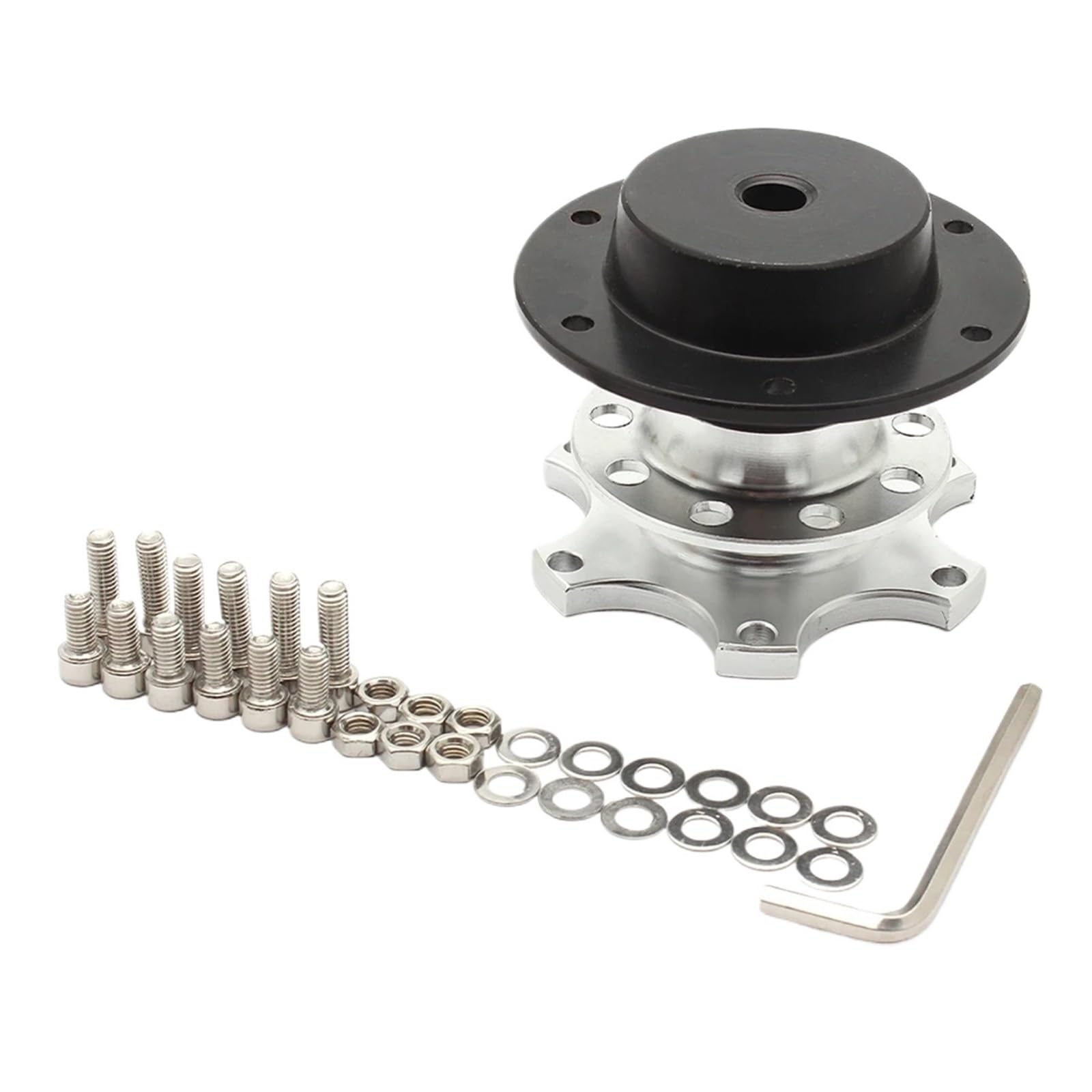 Lenkradnabe,Lenkradnabenadapter Universal 6 Loch Lenkrad Quick Release Hub Kit Rad Hub Adapter Auto Zubehör Ersetzen Aluminium(Silver) von MITINGER