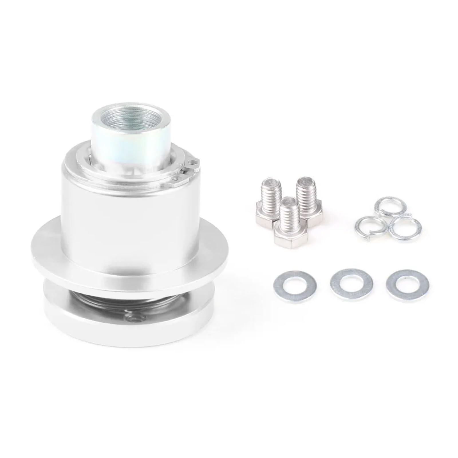 Lenkradnabe,Lenkradnabenadapter Universal Aluminium Legierung 360 Grad Auto Lenkrad Quick Release Trennen Hub Adapter Auto Lenkrad Snap Off(Silver) von MITINGER