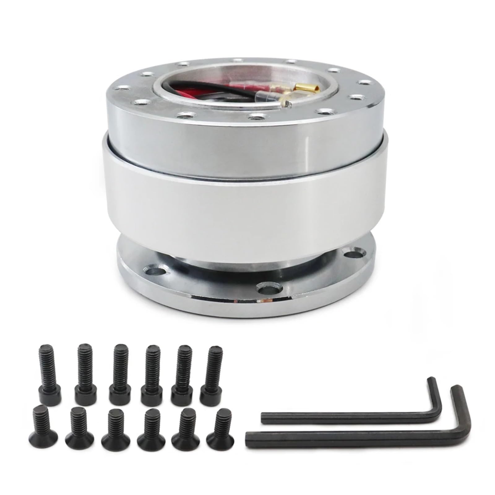Lenkradnabe,Lenkradnabenadapter Universal Auto Tuning Lenkrad Quick Release Hub Adapter Snap Off Kit Auto Zubehör(with SPC Silver) von MITINGER