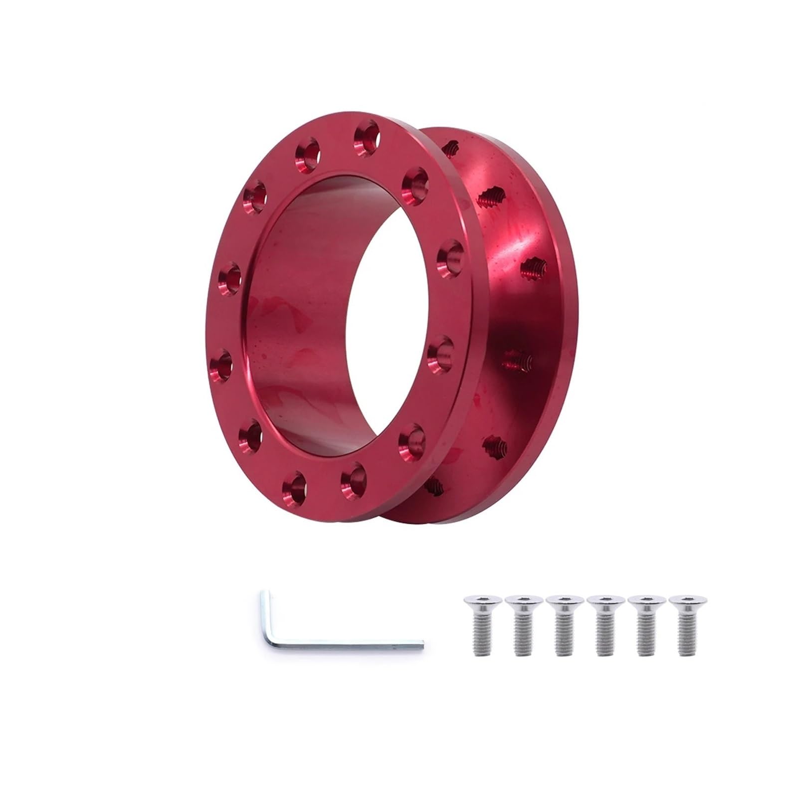 Lenkradnabe,Lenkradnabenadapter Universal Auto Tuning Sport Lenkrad Spacer Adapter 30mm 50mm CNC Aluminium Passt for Racing Car Hub Boss Kit(30MM-Red) von MITINGER