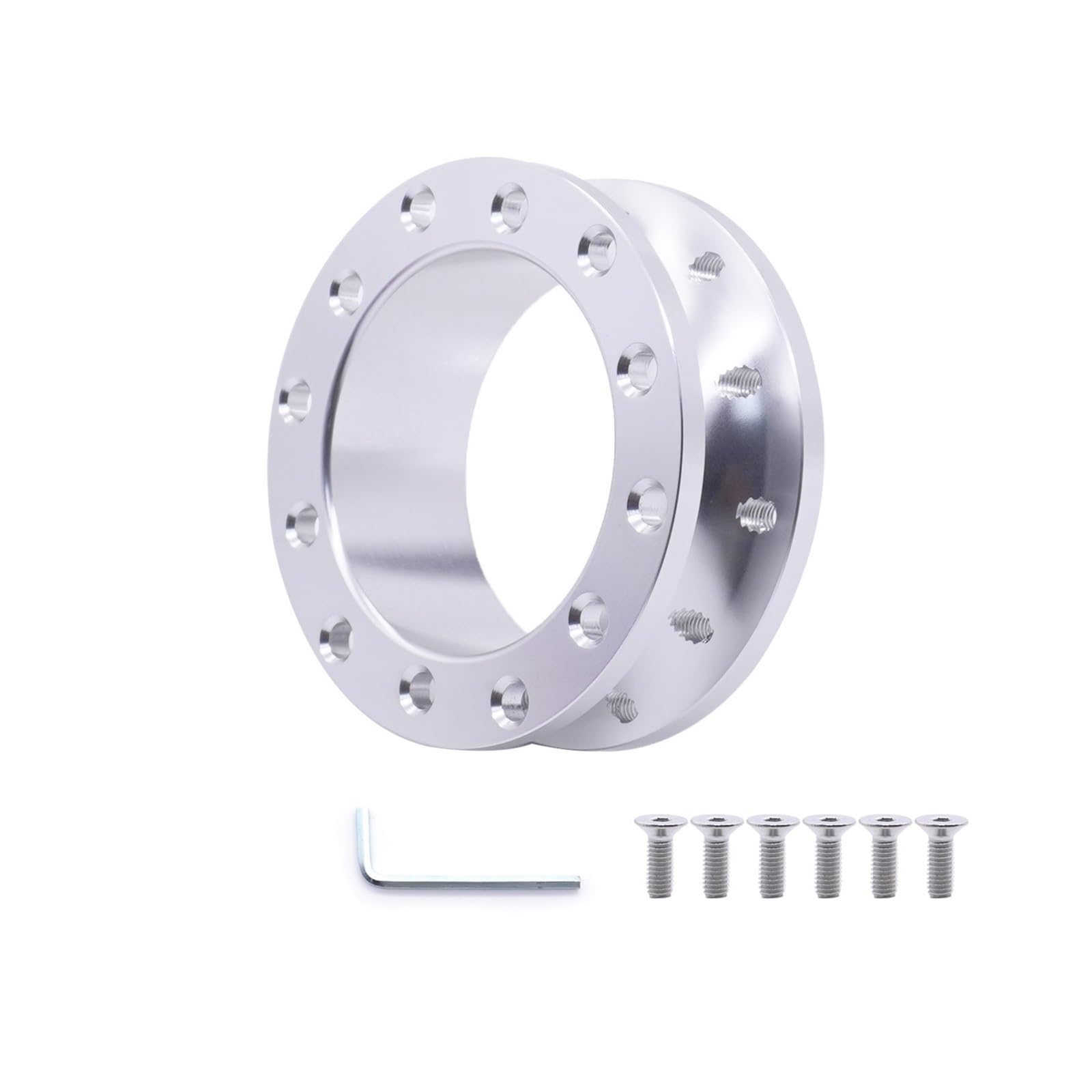 Lenkradnabe,Lenkradnabenadapter Universal Auto Tuning Sport Lenkrad Spacer Adapter 30mm 50mm CNC Aluminium Passt for Racing Car Hub Boss Kit(30MM-Silver) von MITINGER