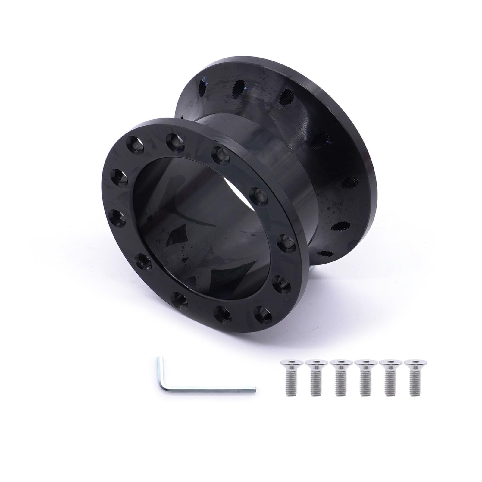 Lenkradnabe,Lenkradnabenadapter Universal Auto Tuning Sport Lenkrad Spacer Adapter 30mm 50mm CNC Aluminium Passt for Racing Car Hub Boss Kit(50MM-Black) von MITINGER