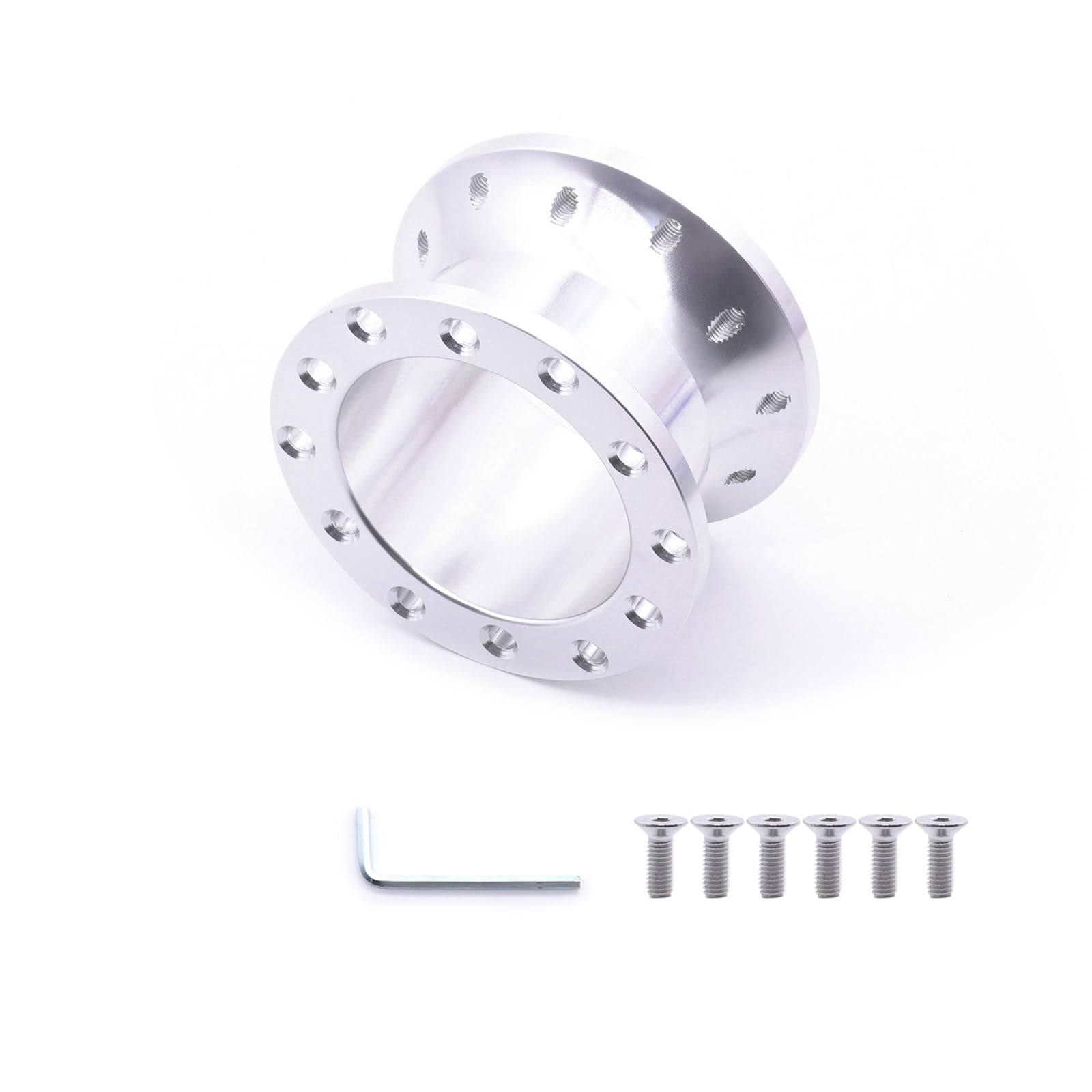 Lenkradnabe,Lenkradnabenadapter Universal Auto Tuning Sport Lenkrad Spacer Adapter 30mm 50mm CNC Aluminium Passt for Racing Car Hub Boss Kit(50MM-Silver) von MITINGER