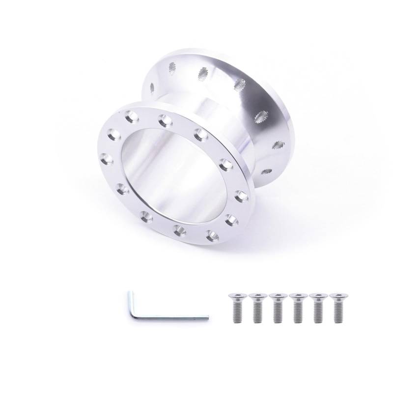 Lenkradnabe,Lenkradnabenadapter Universal Auto Tuning Sport Lenkrad Spacer Adapter 30mm 50mm CNC Aluminium Passt for Racing Car Hub Boss Kit(50MM-Silver) von MITINGER