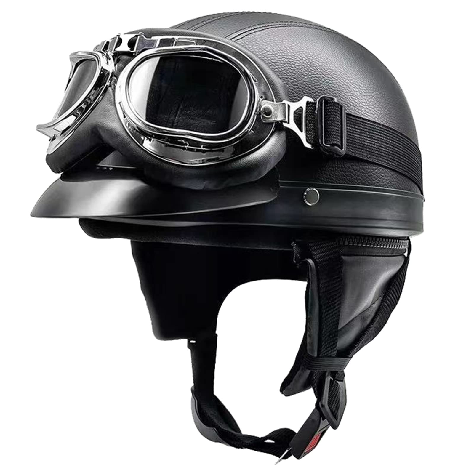 Brain-Cap · Vintage Motorrad Halbhelme mit Brille,Erwachsene Motorrad-Helm Halbschale Jet-Helm Roller-Helm Scooter-Helm Mofa-Helm Retro Motorrad Half Helm ECE zertifizierter C,56-60CM von Homry
